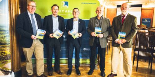 Above: L-R Max Bryant, NIEL CEO, Martin Carey, Landscapes NI Chair, Minister of Agriculture, Environment and Rural Affairs, Andrew Muir MLA, Mike McClure, Landscapes NI Development Manager & Stephen Aston, NIEL Chairperson.